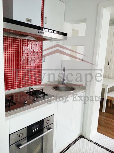 shanghai old apartment with modern kitchen Apartment with balcony and wall heating for rent on Changle road