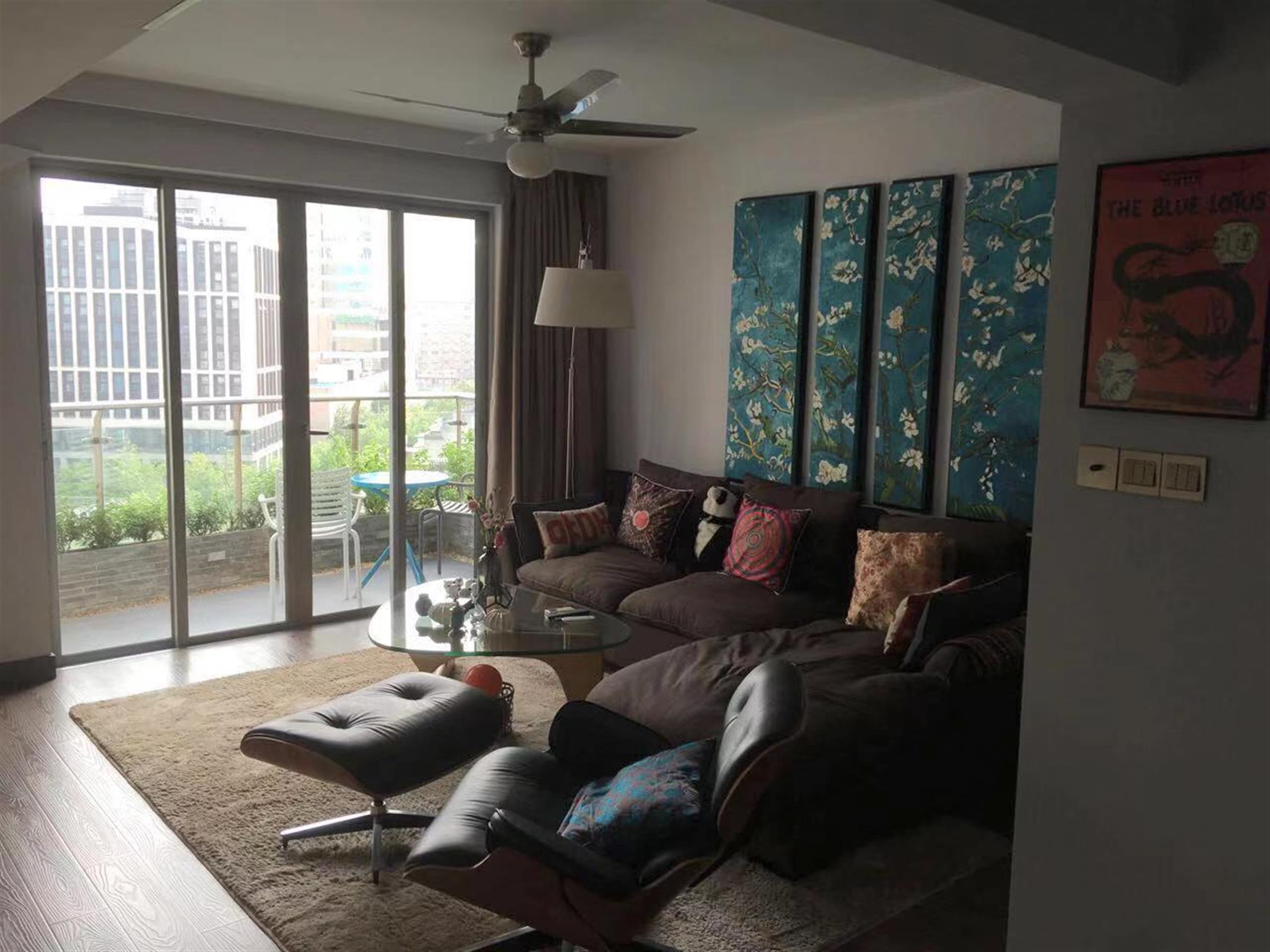 Comfy 2BR Apt for Rent in Shanghai's Jing'an w Big Balcony