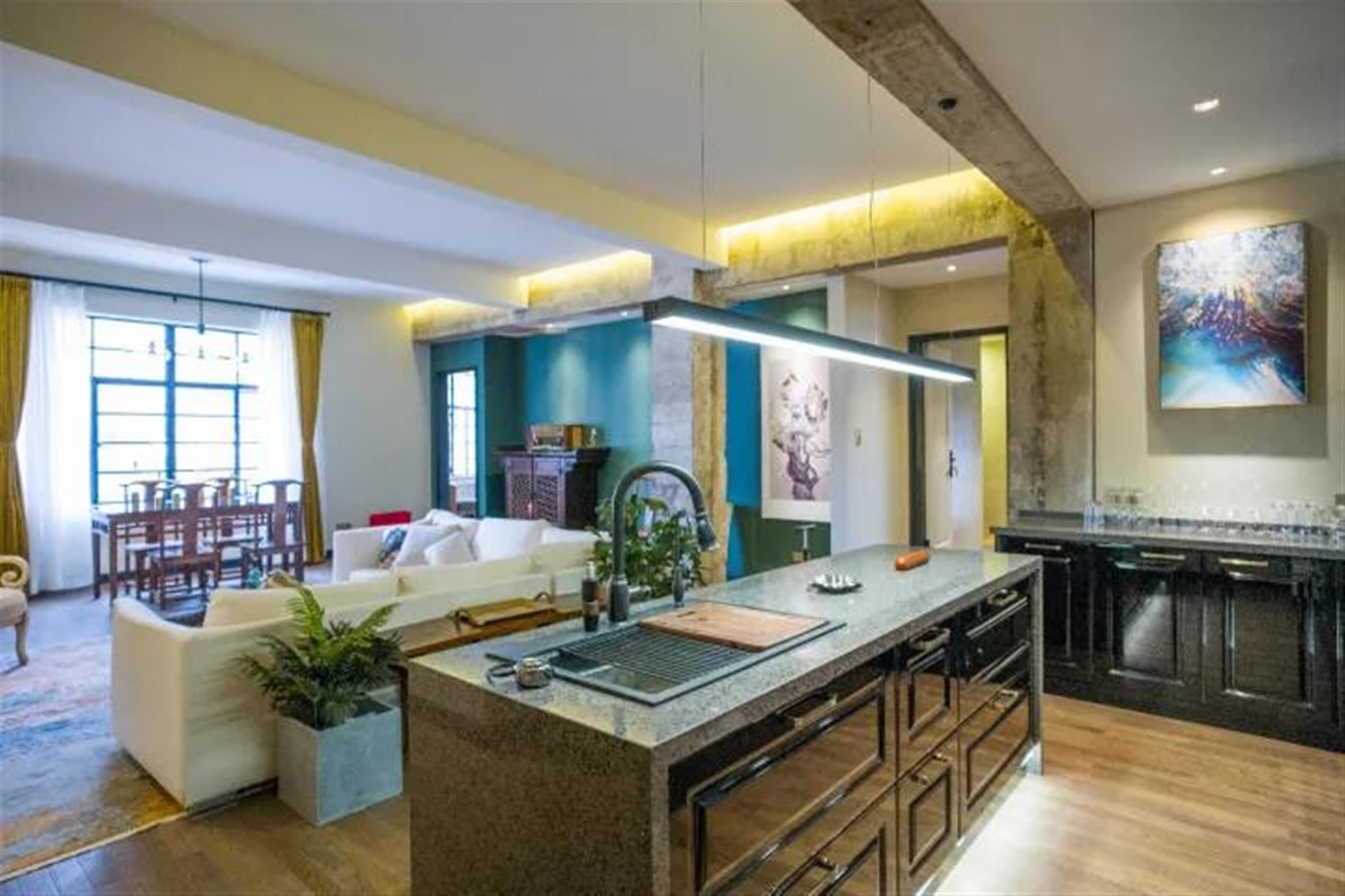large kitchen Historic High-Quality 4BR Lane House Apartment nr LN 2/12/13 for Rent in Shanghai