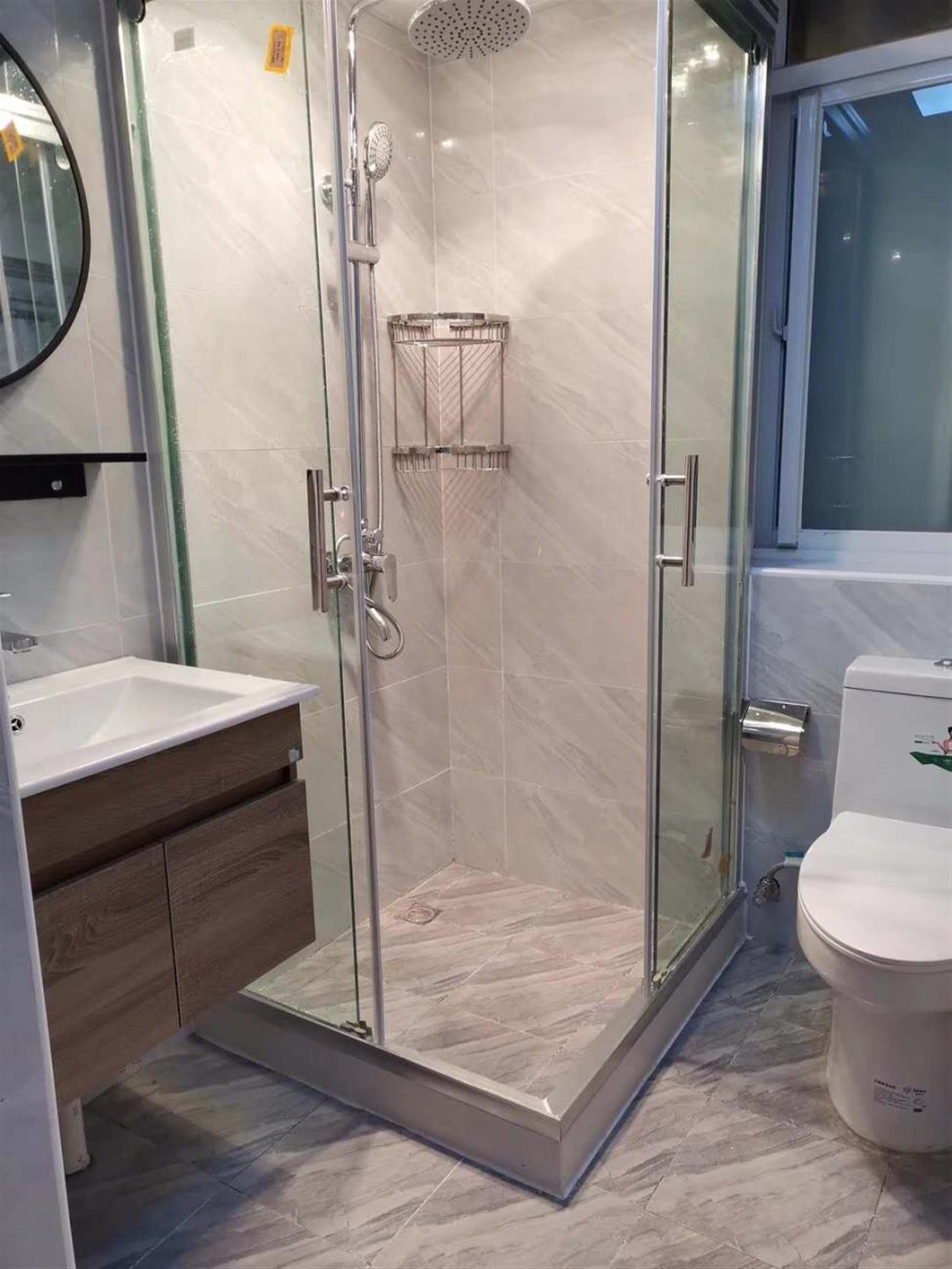 clean bathroom Renovated Bright 2BR Apt Nr LN 1/4 in Shanghai for Rent