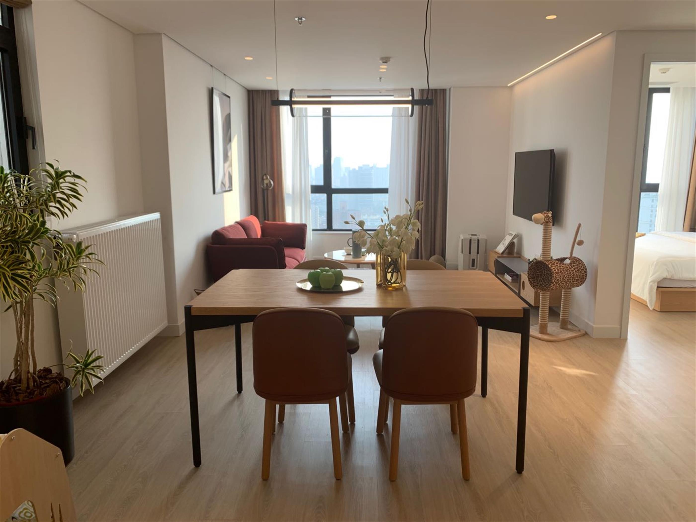 Dining Area Modern Zhongshan Park 1BR Service Apartment nr LN 2/3/4 for Rent in Shanghai