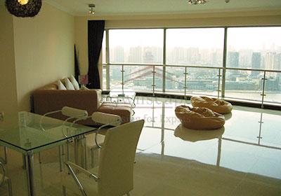 Living room 4BR luxury apartment stunning Huangpu River view
