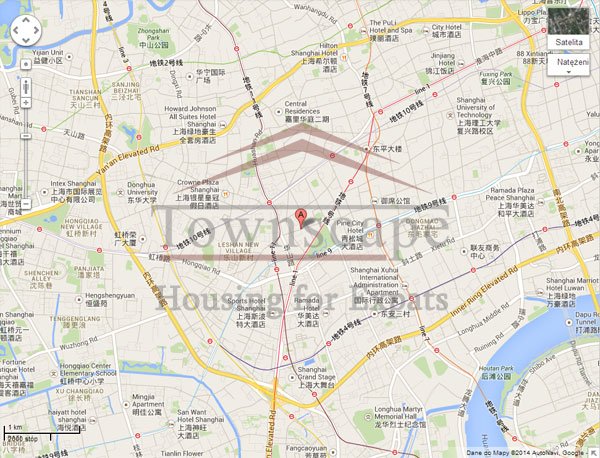 Map French Concession terrace stylish beautiful apartment 2 br 2 bathroom