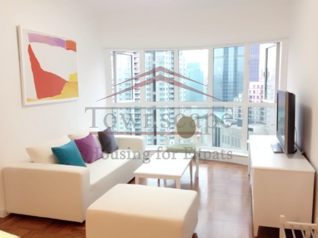 Livingroom Xujiahui apartment for rent near Franch Concession with city view