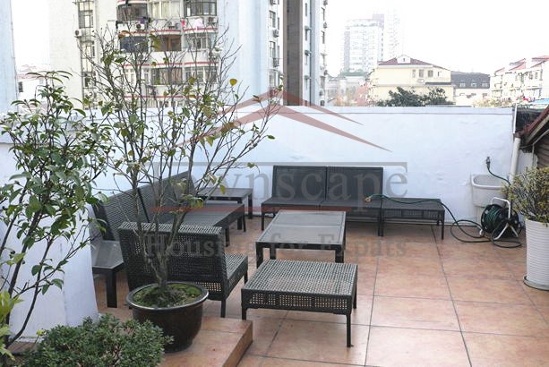 Terrace apartment for rent 2 Level lane house with roof terrace in center of French Concession