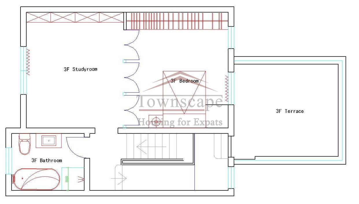 yongjia lane house for rent shanghai 2 level lane house with terrace and wall heating in center of Shanghai