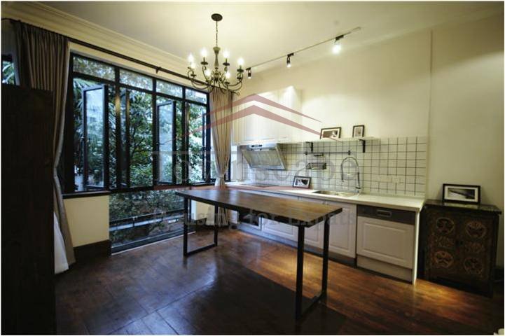 french concession rent with terrace 2 level lane house with terrace and wall heating in center of Shanghai