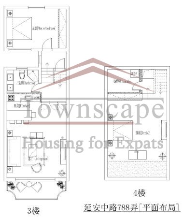 french concession rentals shanghai 2 level unfurnished duplex apartment for rent in center of Shanghai