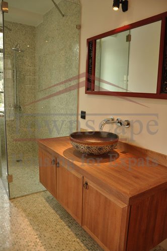 modern bathroom downtown shanghai Renovated apartment with floor heating and balcony