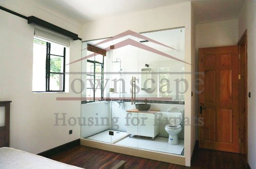 flat rentals with balcont in shanghai Two floor unfurnished apartment with wall heating for rent on Wukang road