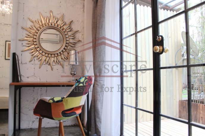 rent flat with terrace in shanghai Cosy old renovated apartment with garden for rent in French Concession