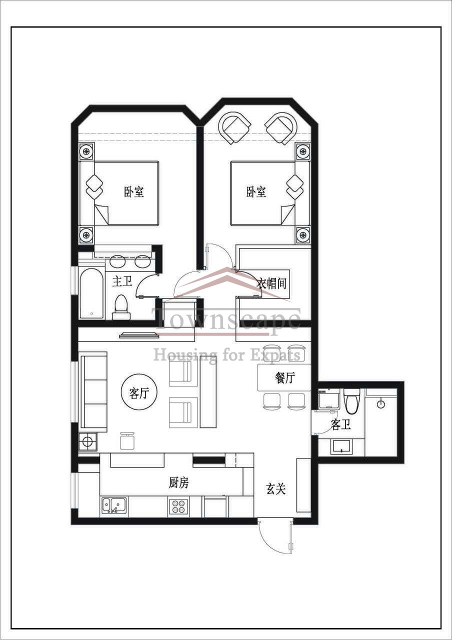 Expat Rentals Shanghai Chic 2 BR Lane House beside Tianzifang Line9