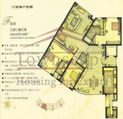 Expat housing Shanghai Luxury 3 BR Apartment near Lujiazui in Pudong