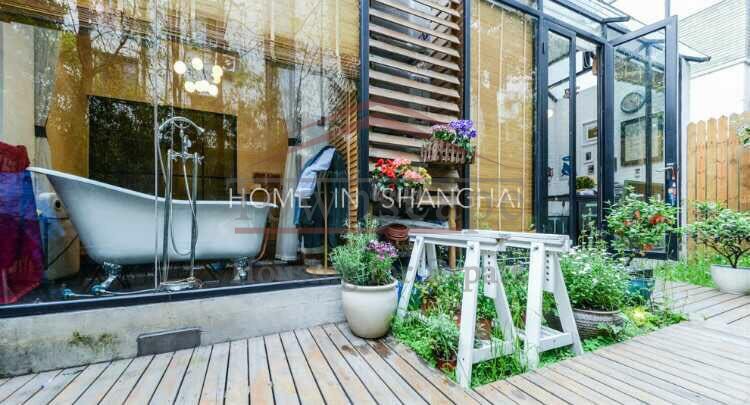 Shanghai apartment for rent Beautiful 2 BR French Concession Lane House w/ garden and floor heating