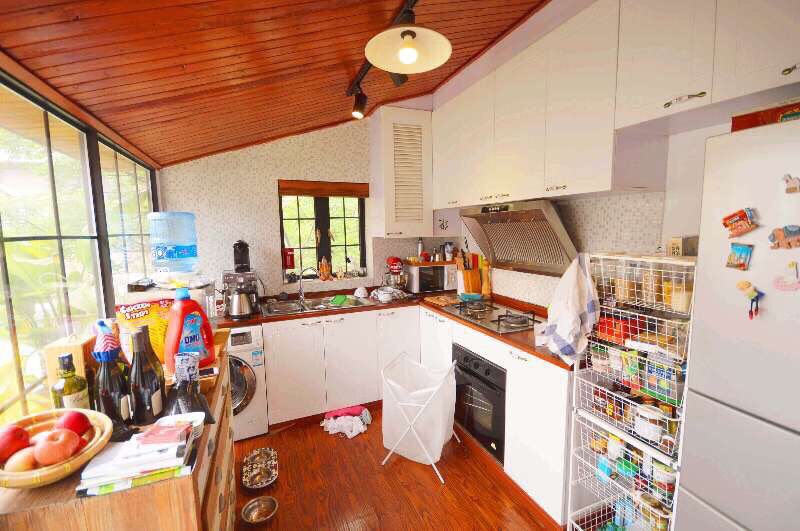 large kitchen Spacious FFC Lane House Apartment with Terrace for Rent in Shanghai