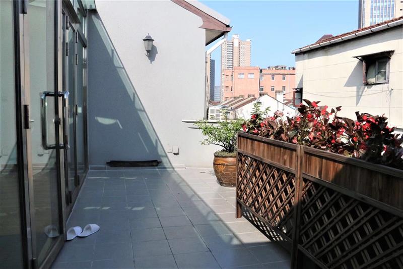 bbq on the terrace  Bright 300sqm 4F FFC Lane House for Rent in Shanghai.