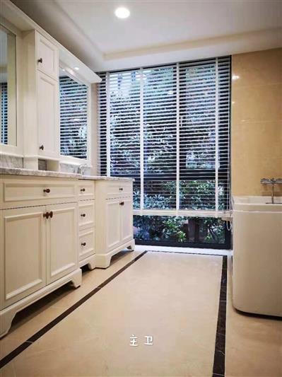 2-sink bathroom Renovated Duplex Apartment in Luxury Summit Compound for Rent in FFC, Shanghai