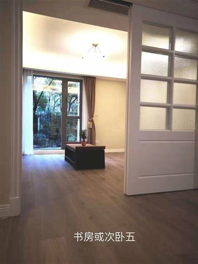 wooden sliding doors Renovated Duplex Apartment in Luxury Summit Compound for Rent in FFC, Shanghai