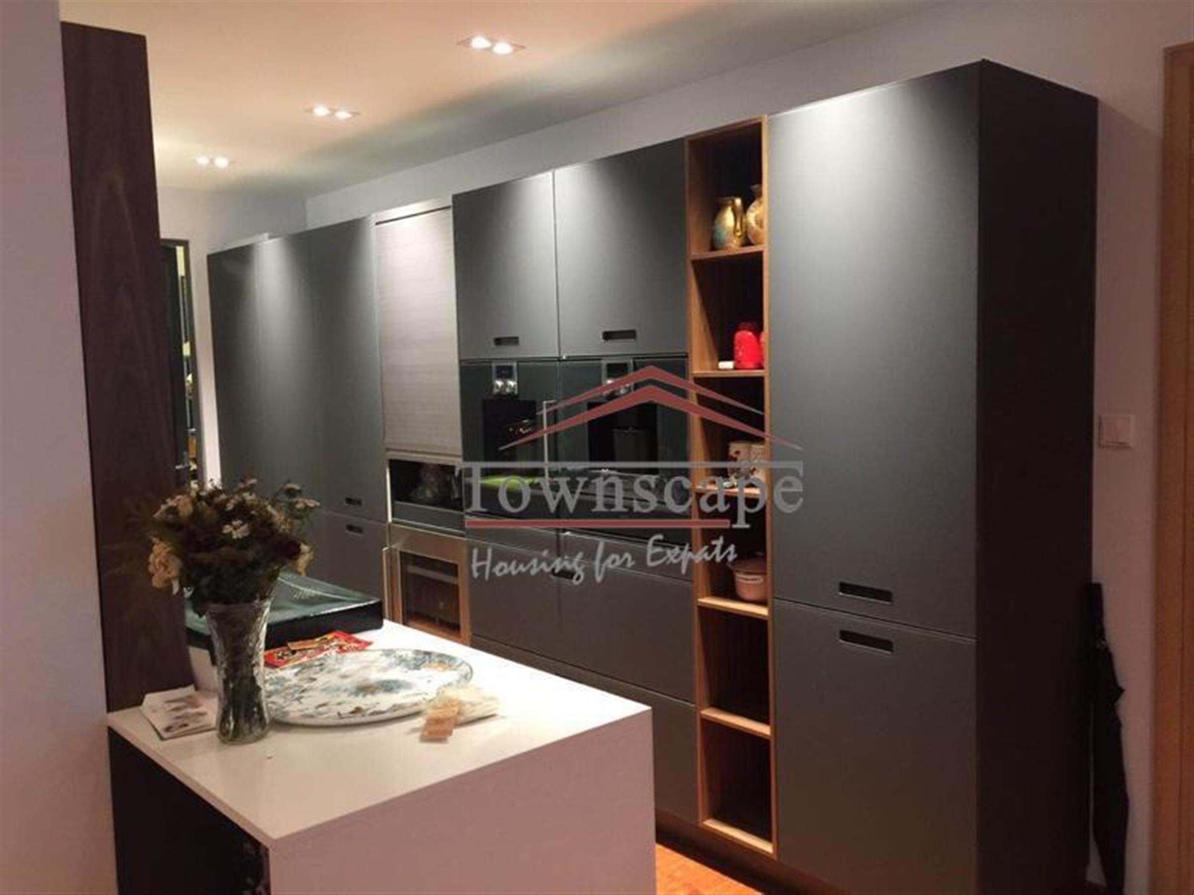 semi-open kitchen Ultra-lux Renovated Sinan Mansions Spacious Apartment in Shanghai for Rent