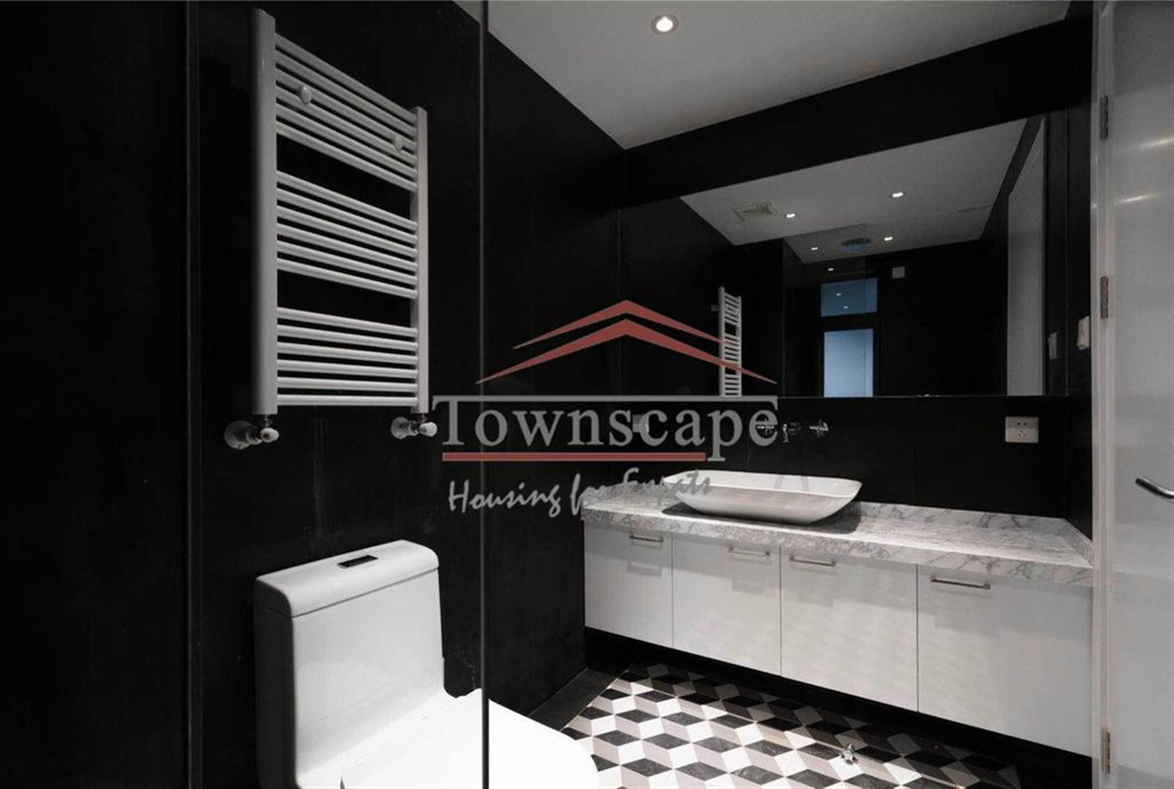 shiny bathroom Rare Downtown Jing’an 4BR apartment for Rent in Shanghai