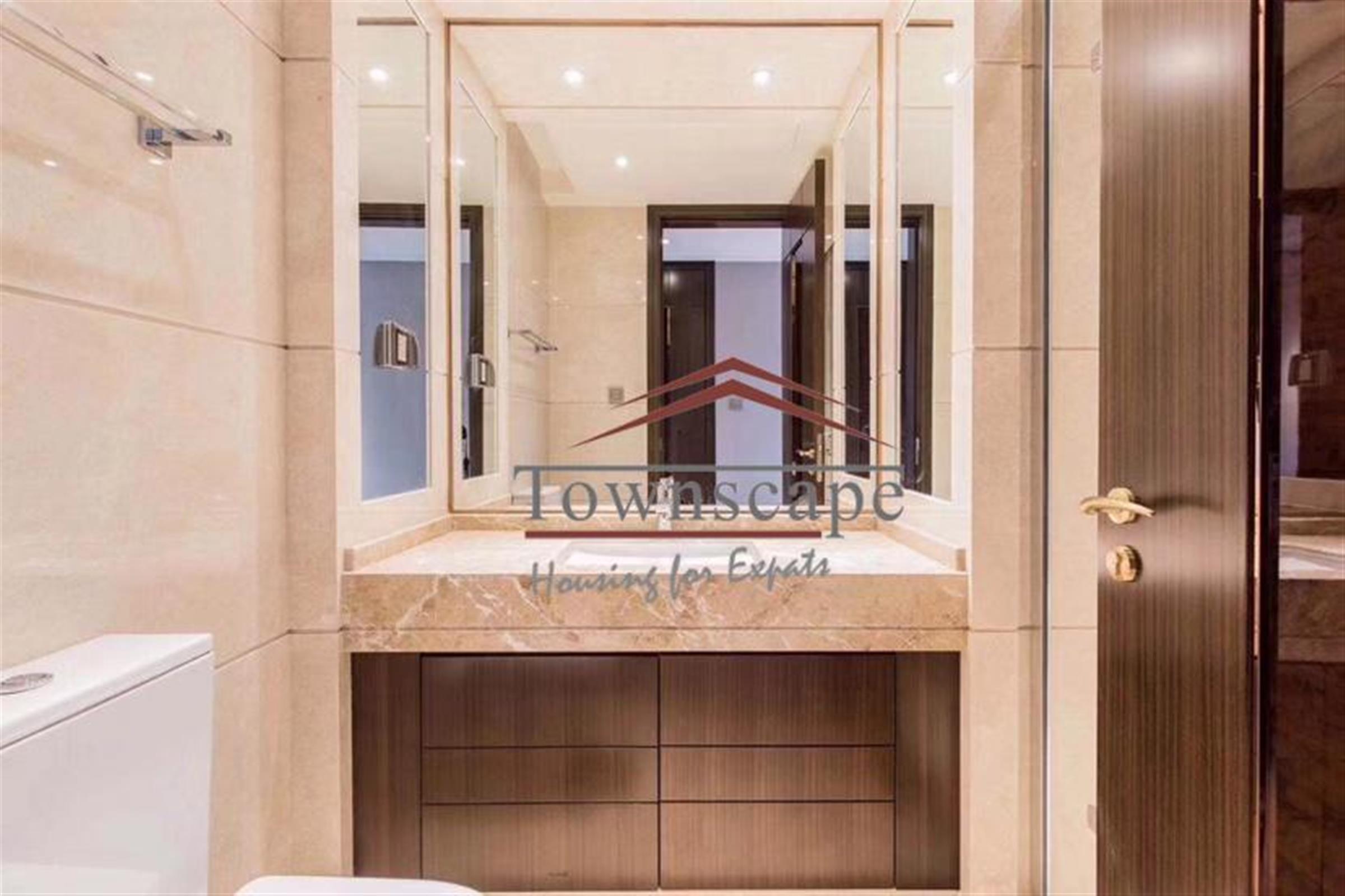 Bright Bathroom Luxury New Spacious Xintiandi Apartment for Rent in Shanghai