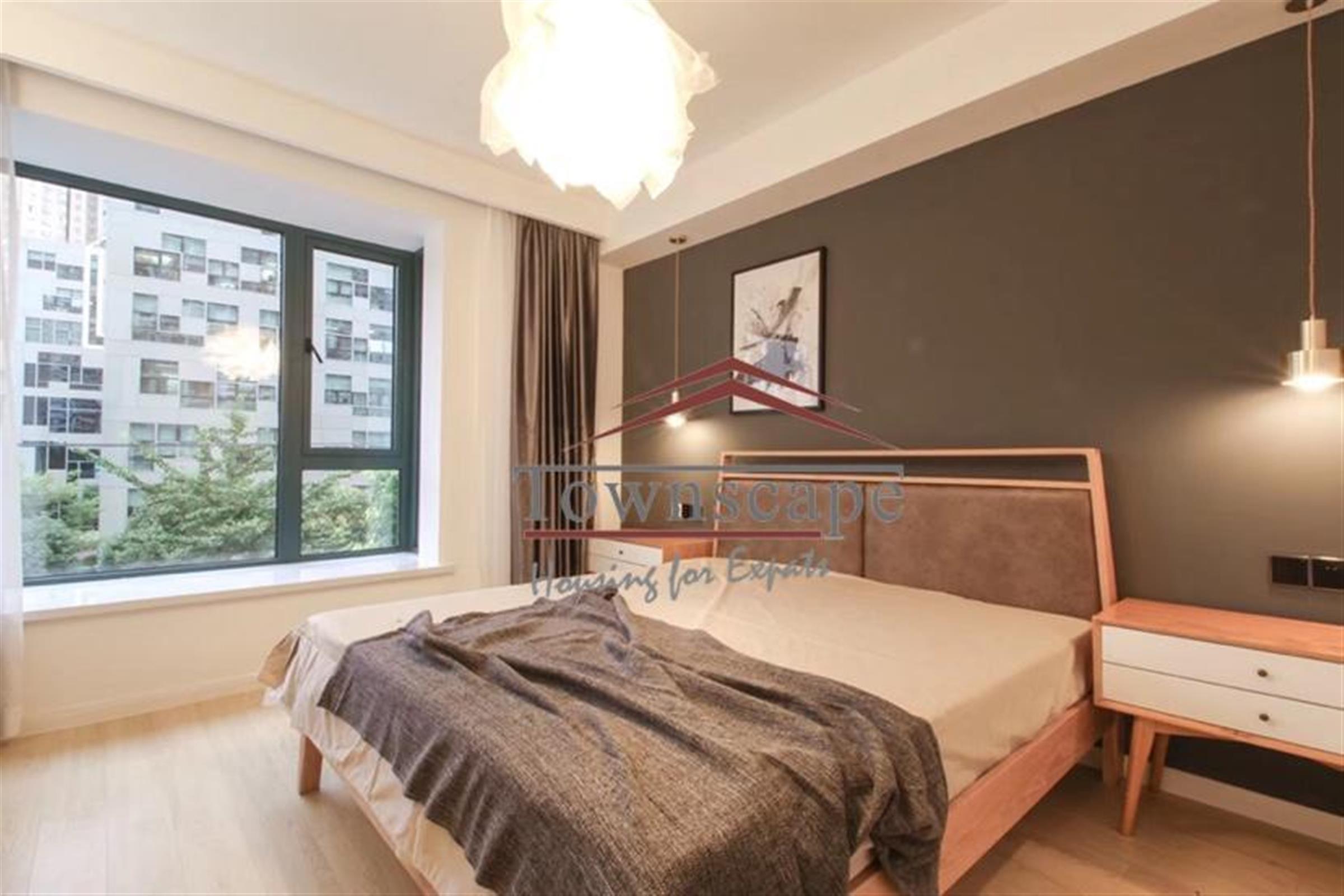 bright bedroom Luxury Spacious Modern Xujiahui Apartment for Rent in Shanghai