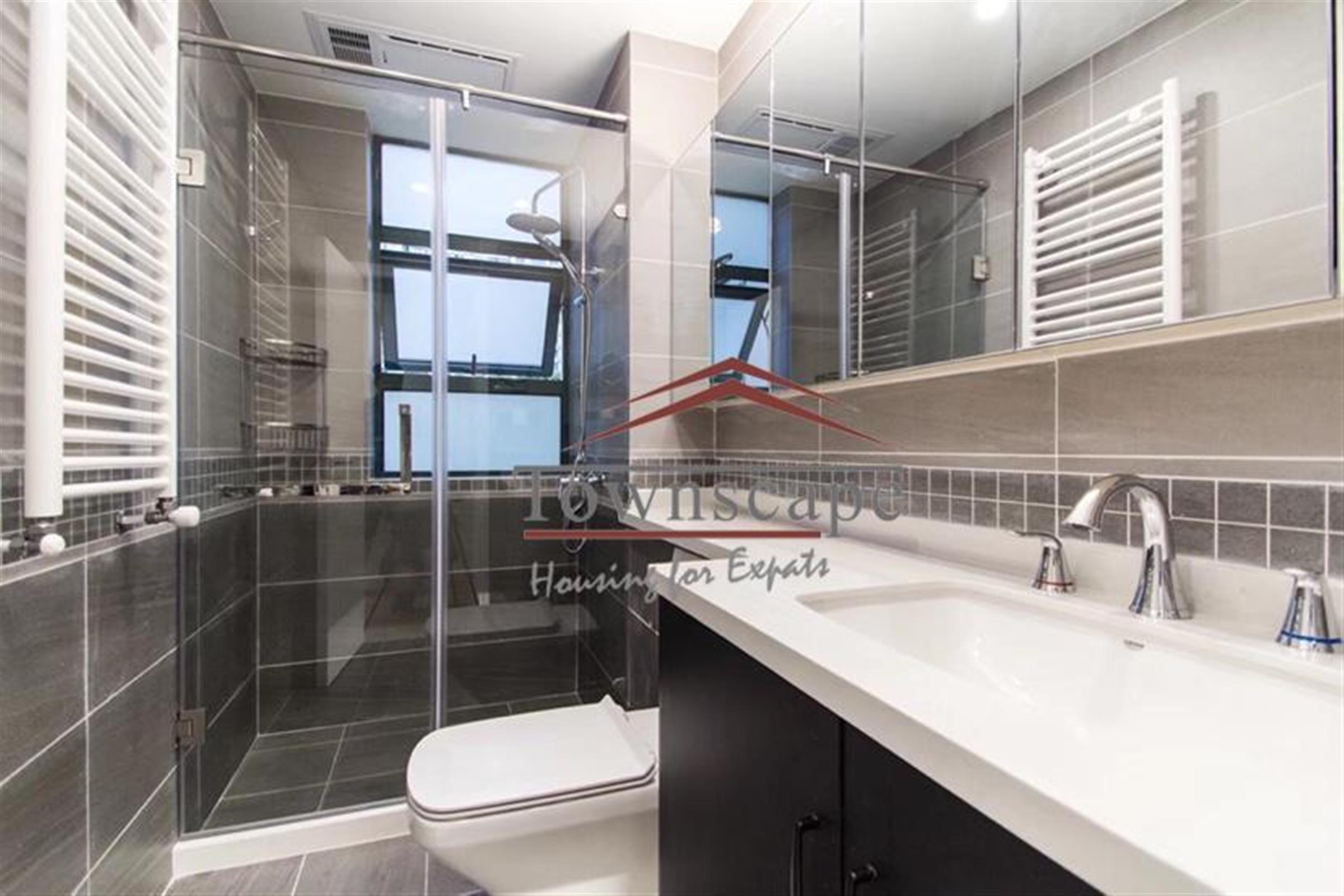 big bathroom Luxury Spacious Modern Xujiahui Apartment for Rent in Shanghai