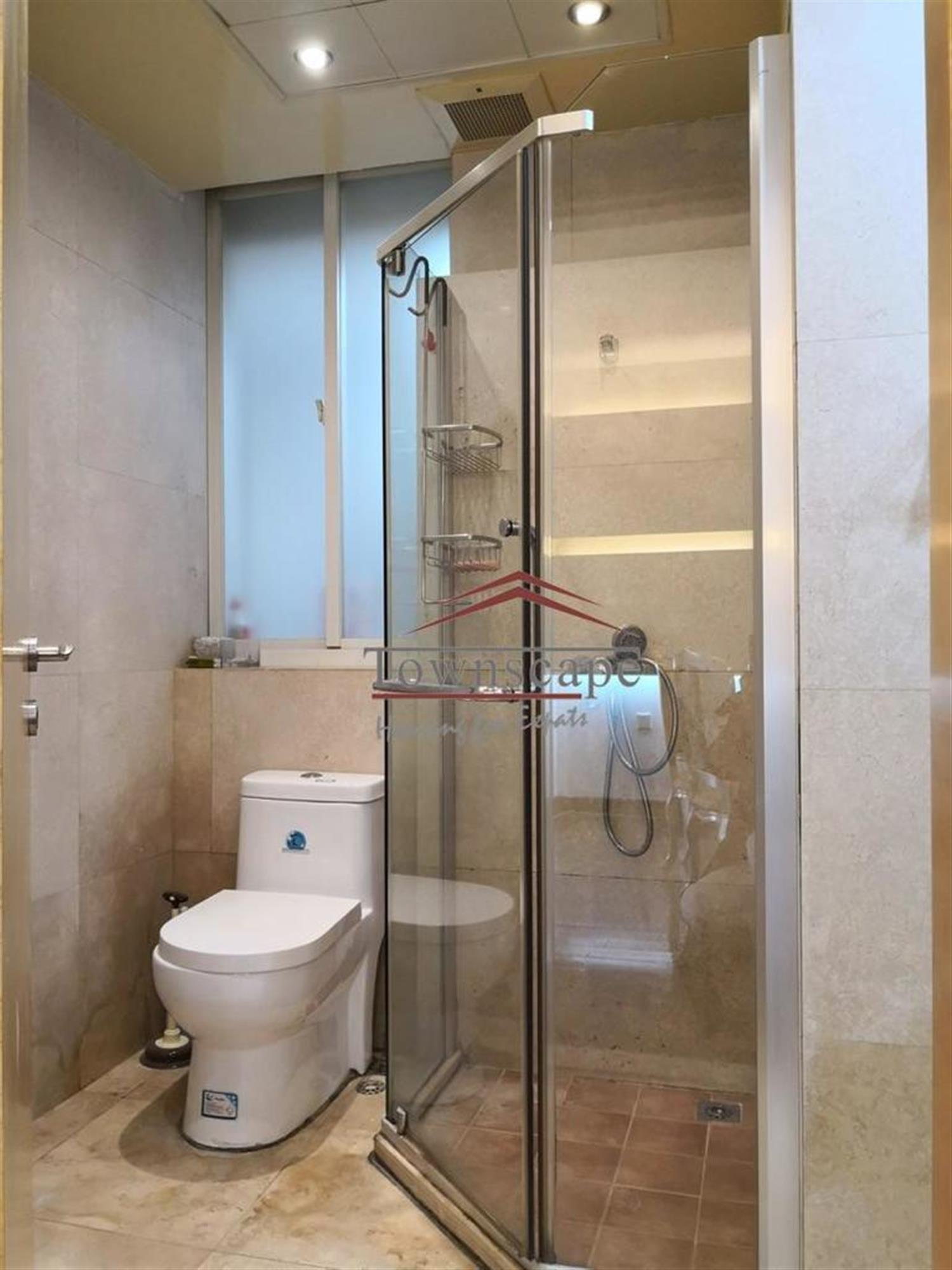 Bright Bathroom Spacious Newly Decorated Jing’an Apartment for Rent in Shanghai