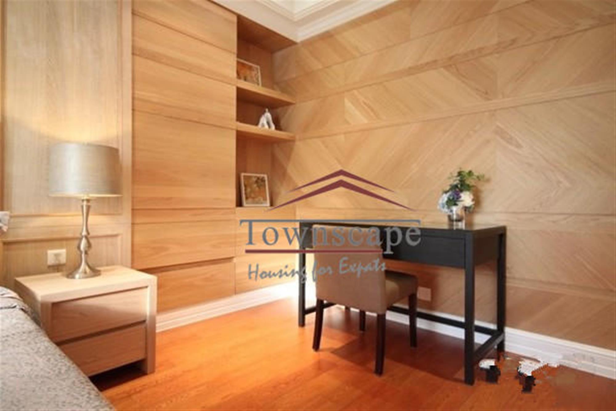 wood panel walls New LARGE LUX Hongqiao Apartment in Shanghai for Rent