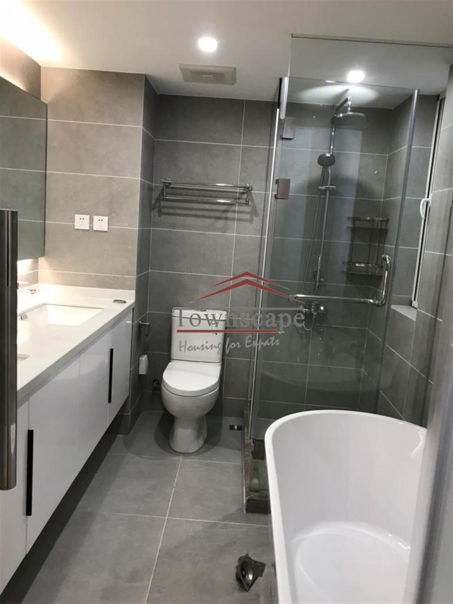 big bathroom Modern Large Xujiahui Apartment for Rent in Shanghai
