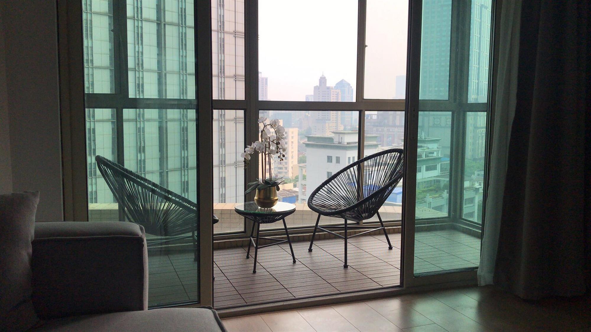 Big Balcony Renovated Modern La Doll Apartment for Rent in Jing’an Shanghai