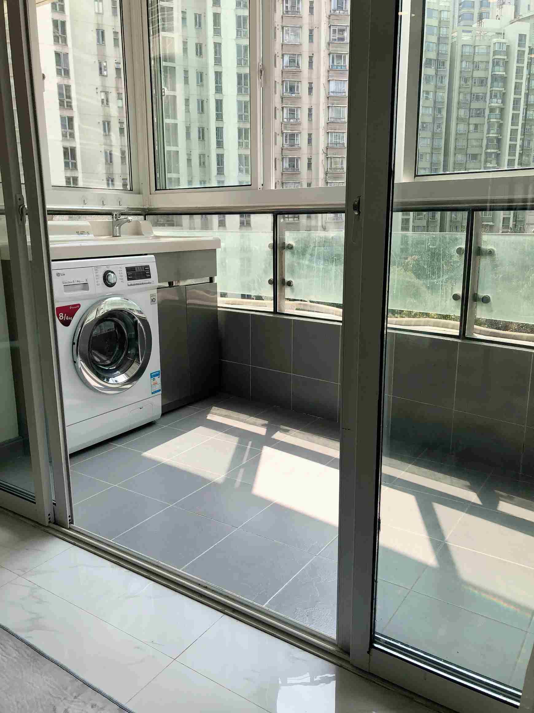 sinny balcony Spacious Jing’an Apartment for Rent in Shanghai