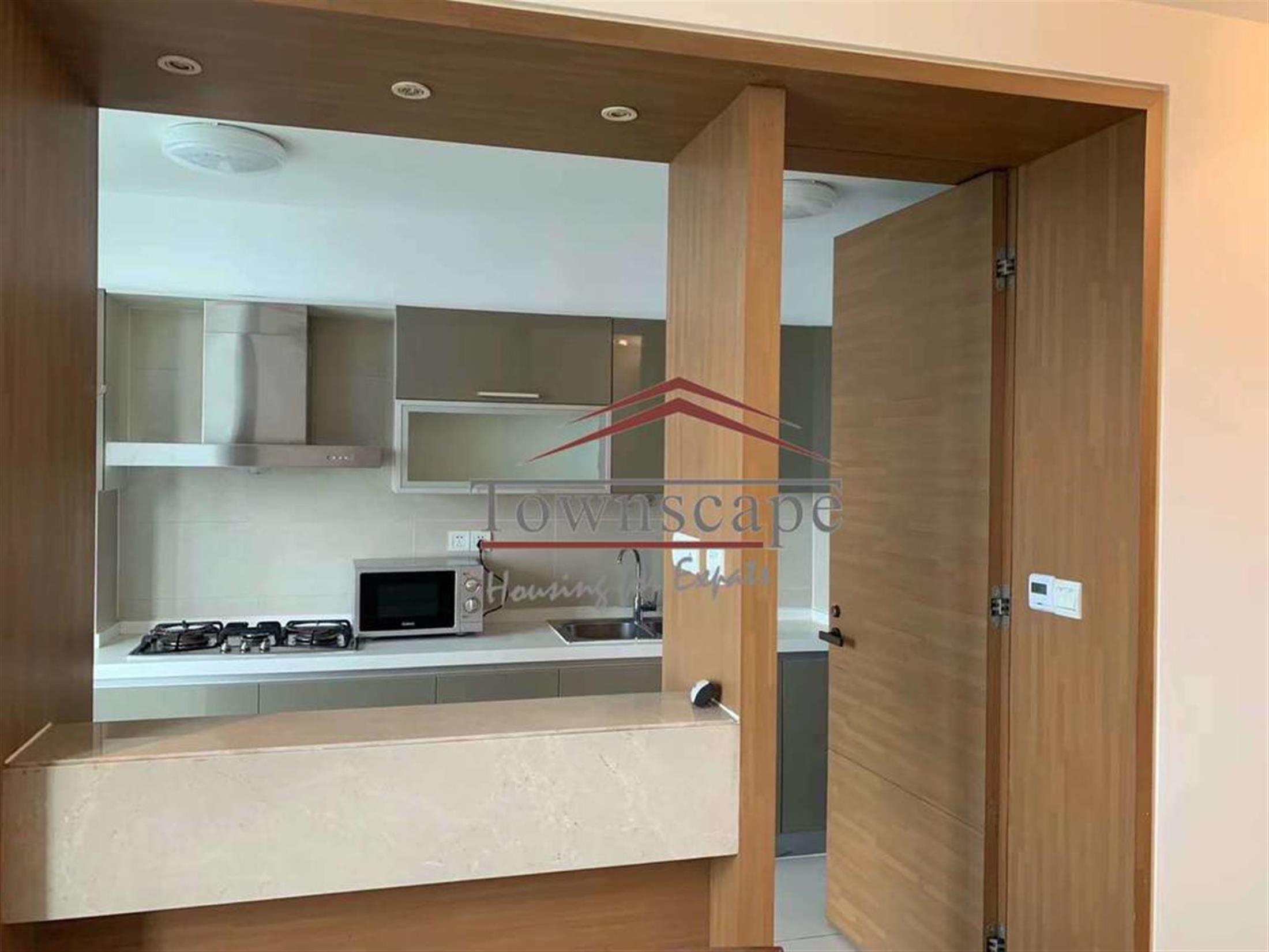 open Kitchen Spacious Parkside Xujiahui Apartment for Rent in Shanghai