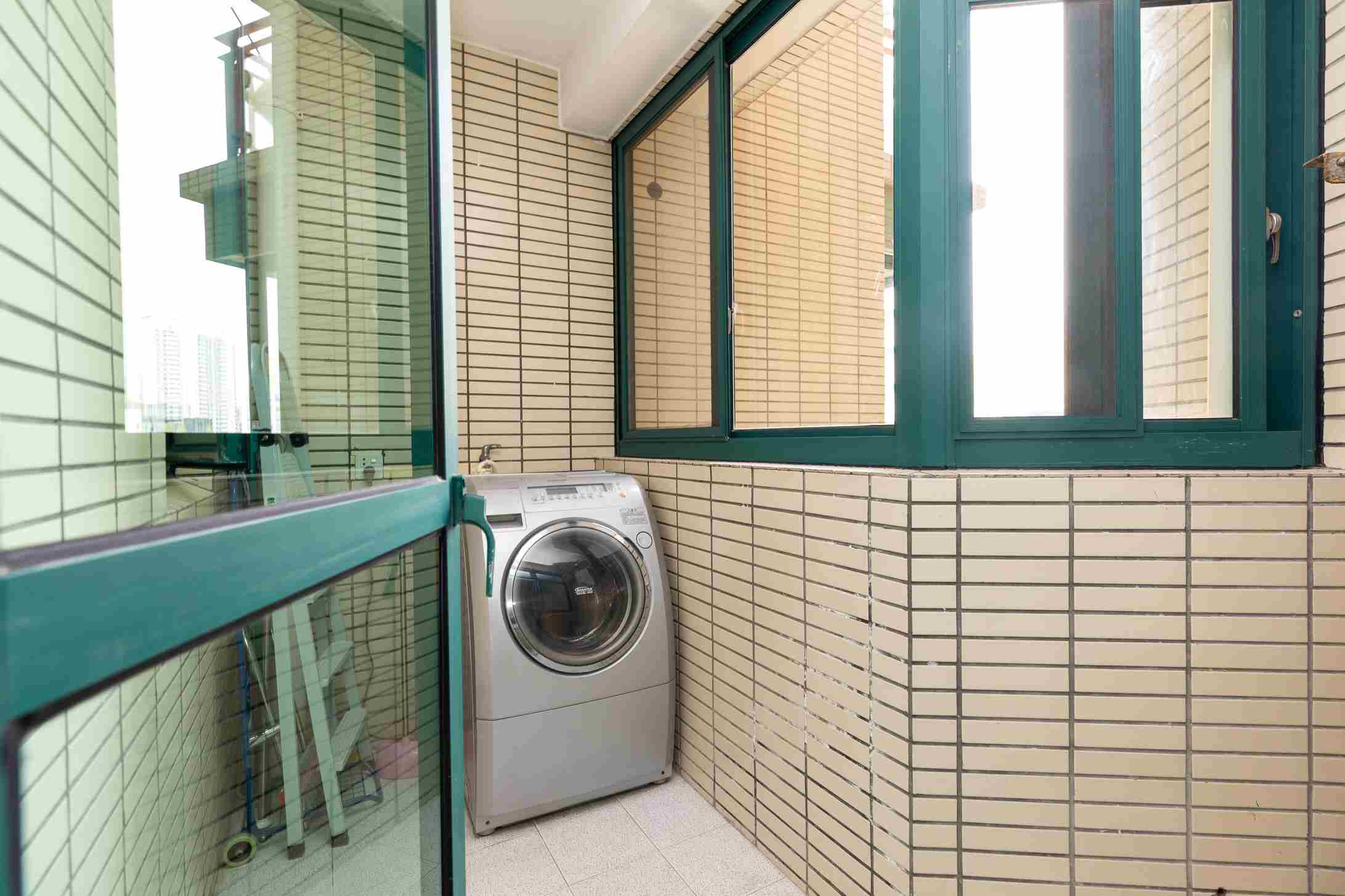 Washer on the balcony Bright Oriental Manhattan Apartment for Rent in Shanghai