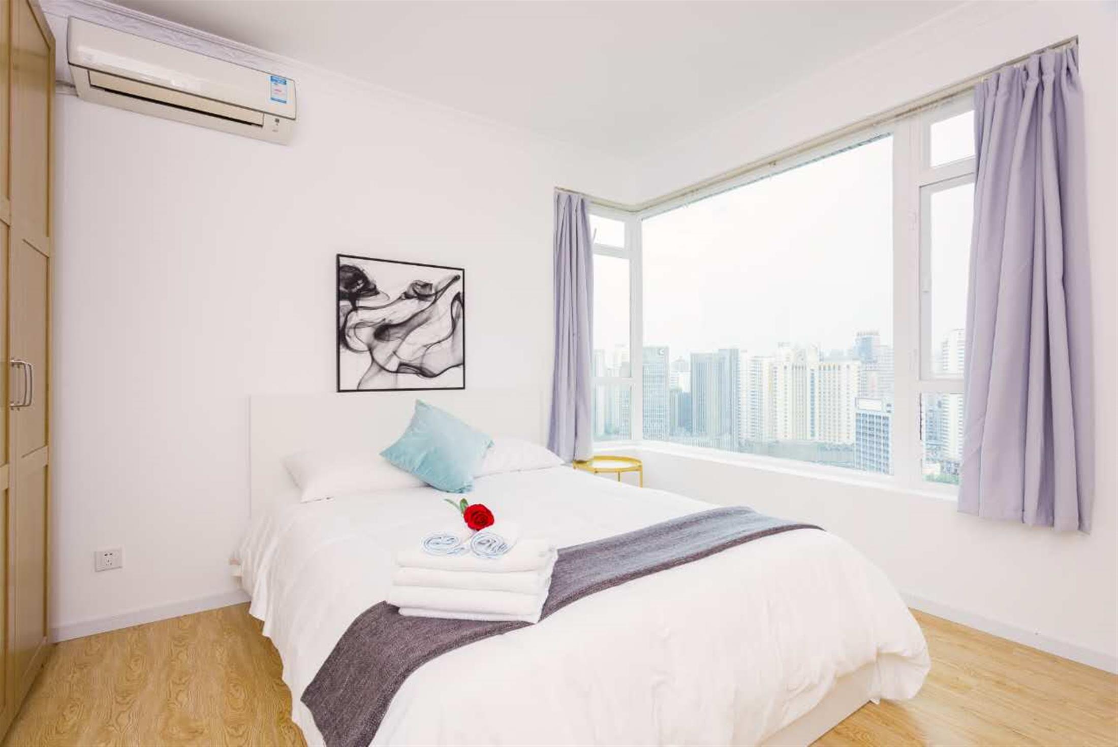 bright bedrooms Spacious Oriental Manhattan Apartment for Rent in Shanghai