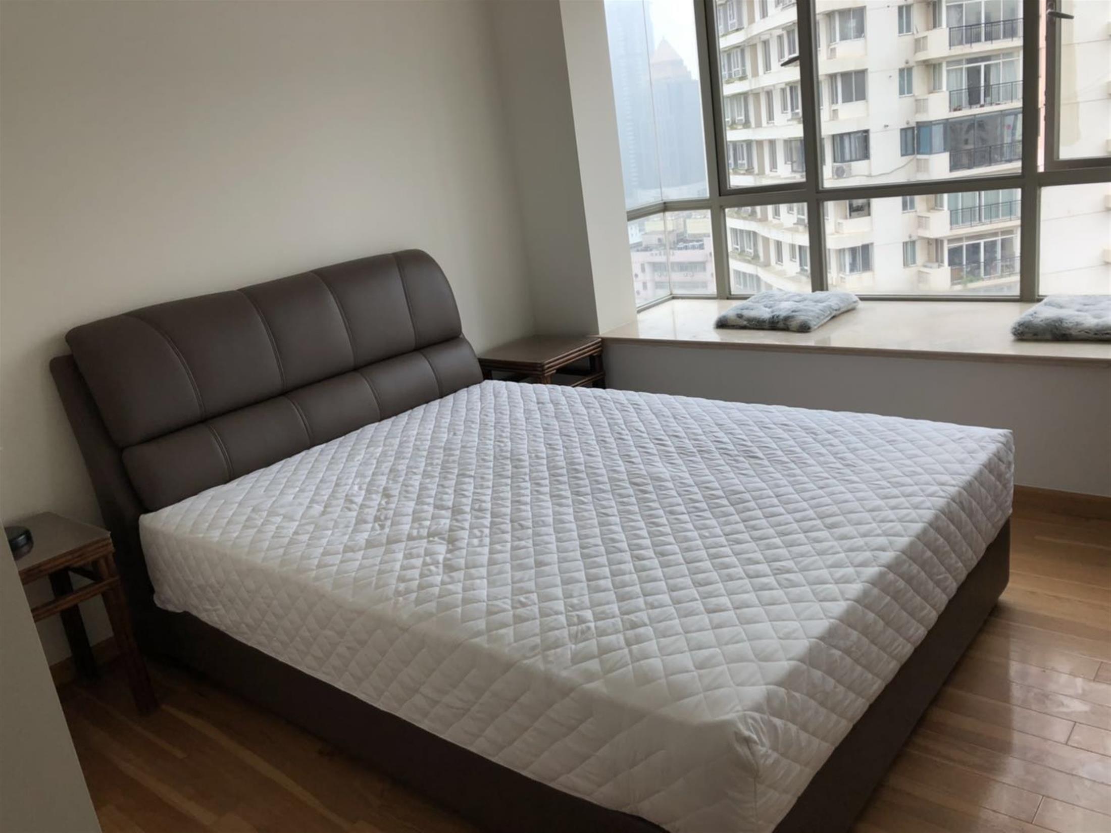 big bed Newly Renovated One Park Ave Apartment in Jing’an, Shanghai for Rent