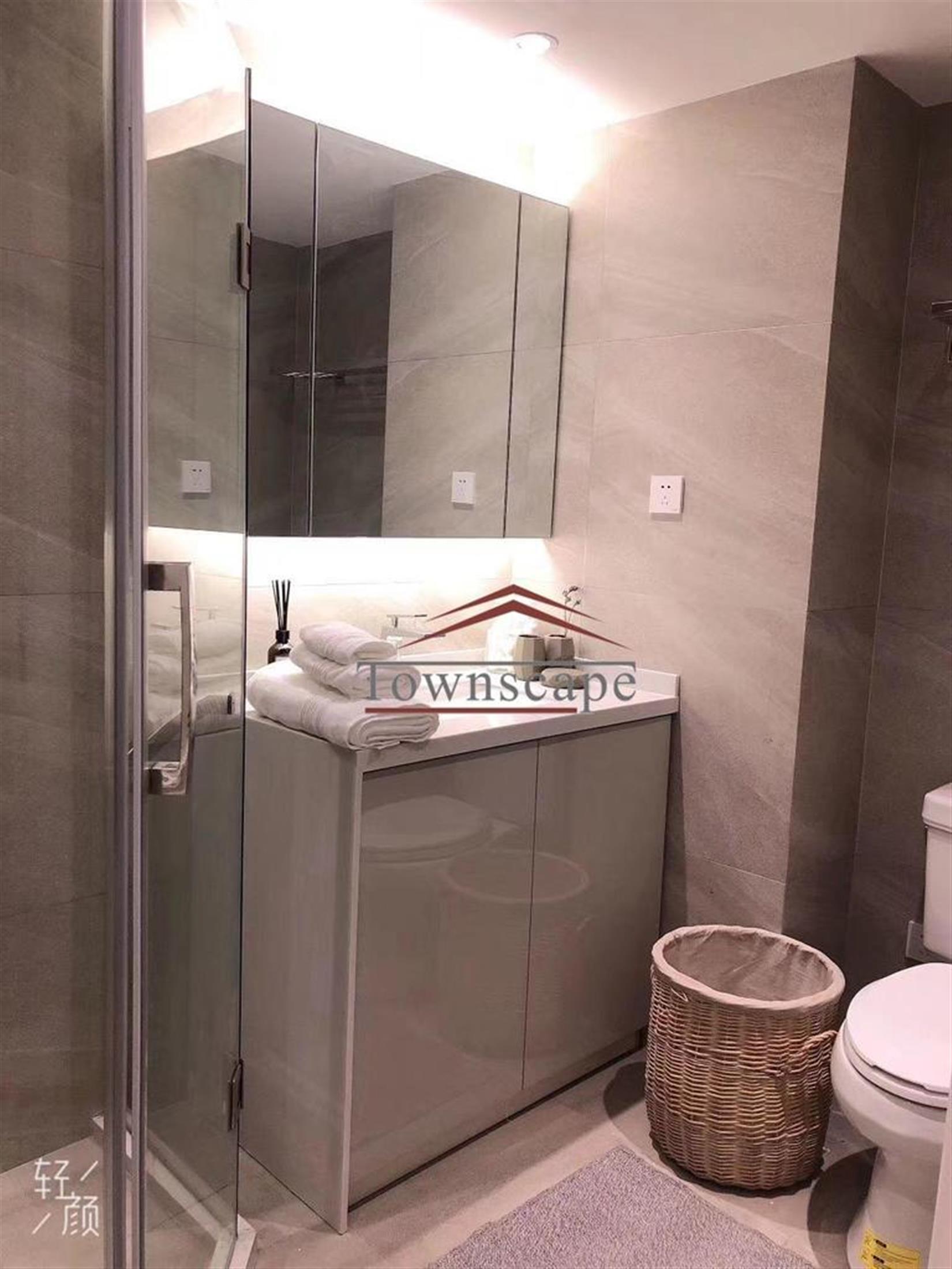 clean bathroom New Gorgeous Spacious Bright Apartment for Rent in Quiet FFC Shanghai