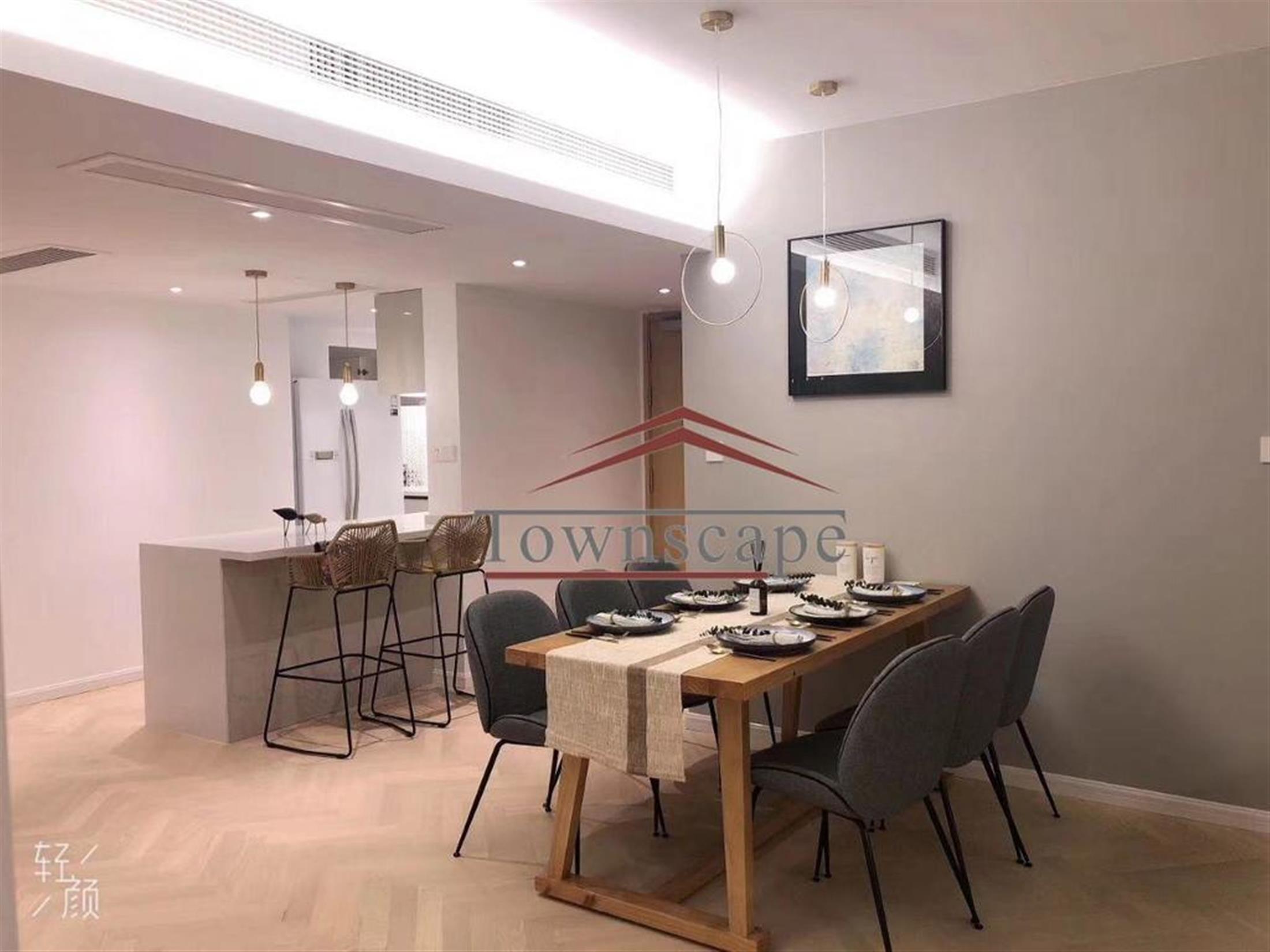 Simple Dining Area New Gorgeous Spacious Bright Apartment for Rent in Quiet FFC Shanghai
