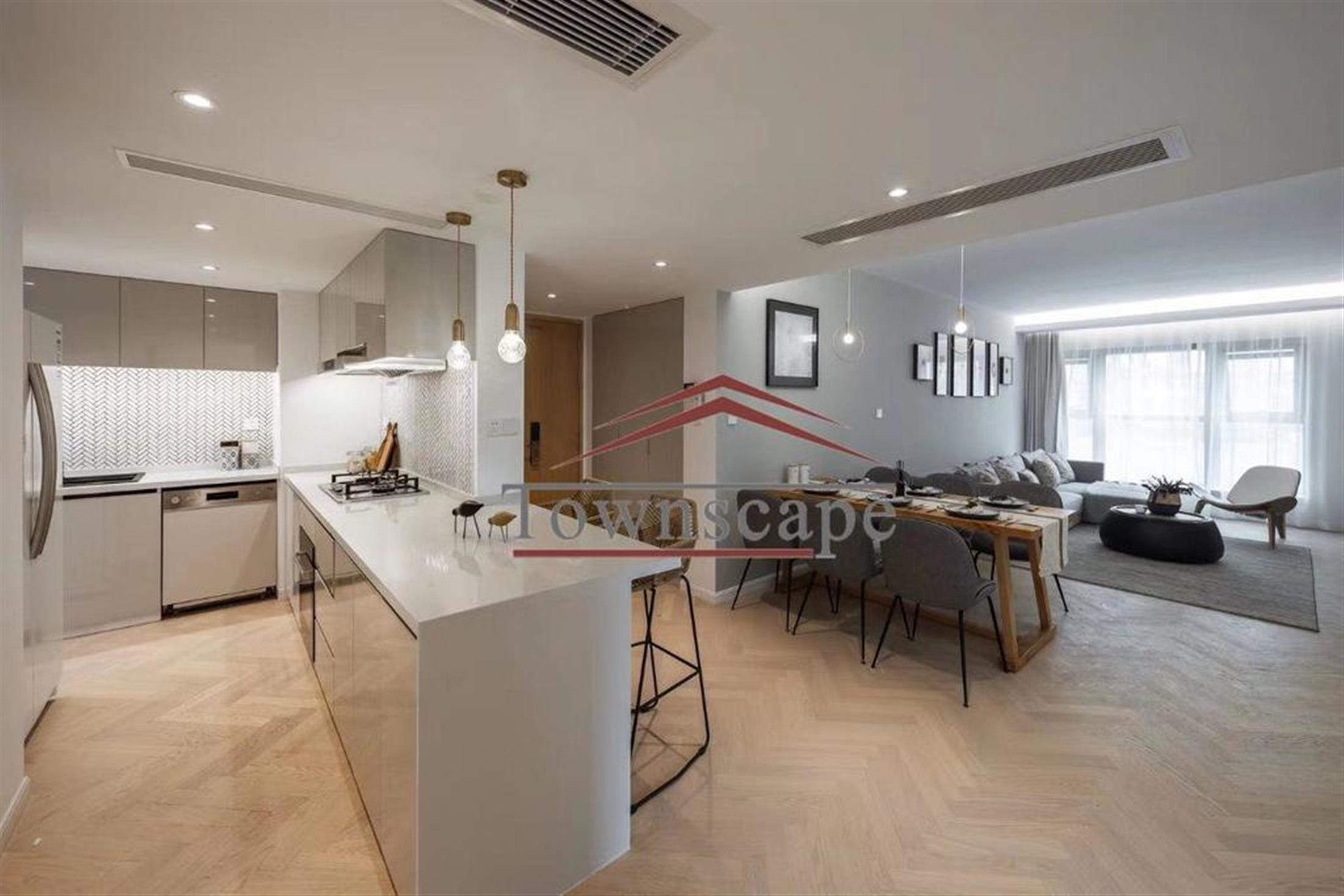 large open kitchen New Gorgeous Spacious Bright Apartment for Rent in Quiet FFC Shanghai