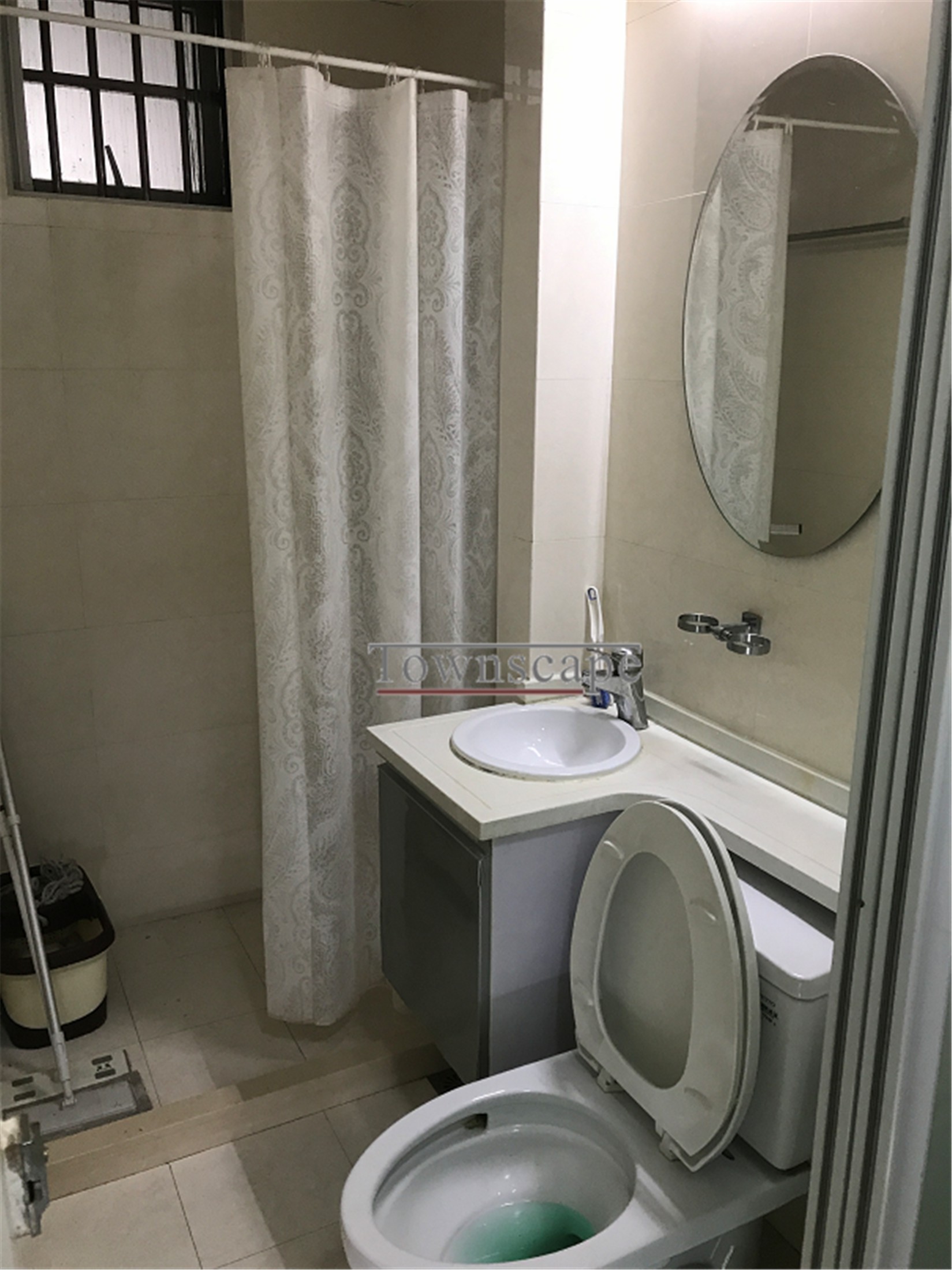 bathroom Stylish 1BR 5F Walk-up Apartment on W. Nanjing Road for Rent in Shanghai