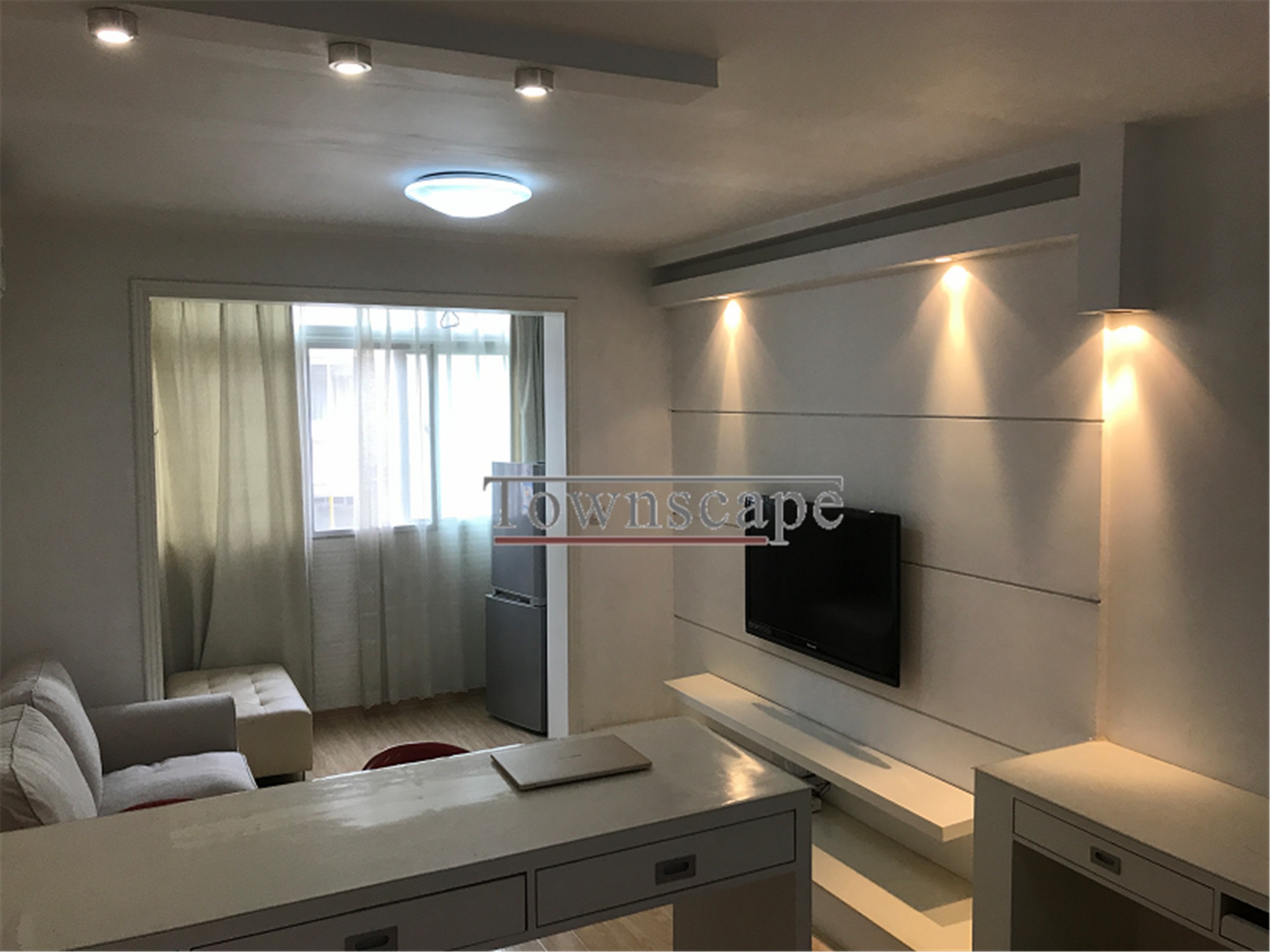 sunny balcony Stylish 1BR 5F Walk-up Apartment on W. Nanjing Road for Rent in Shanghai