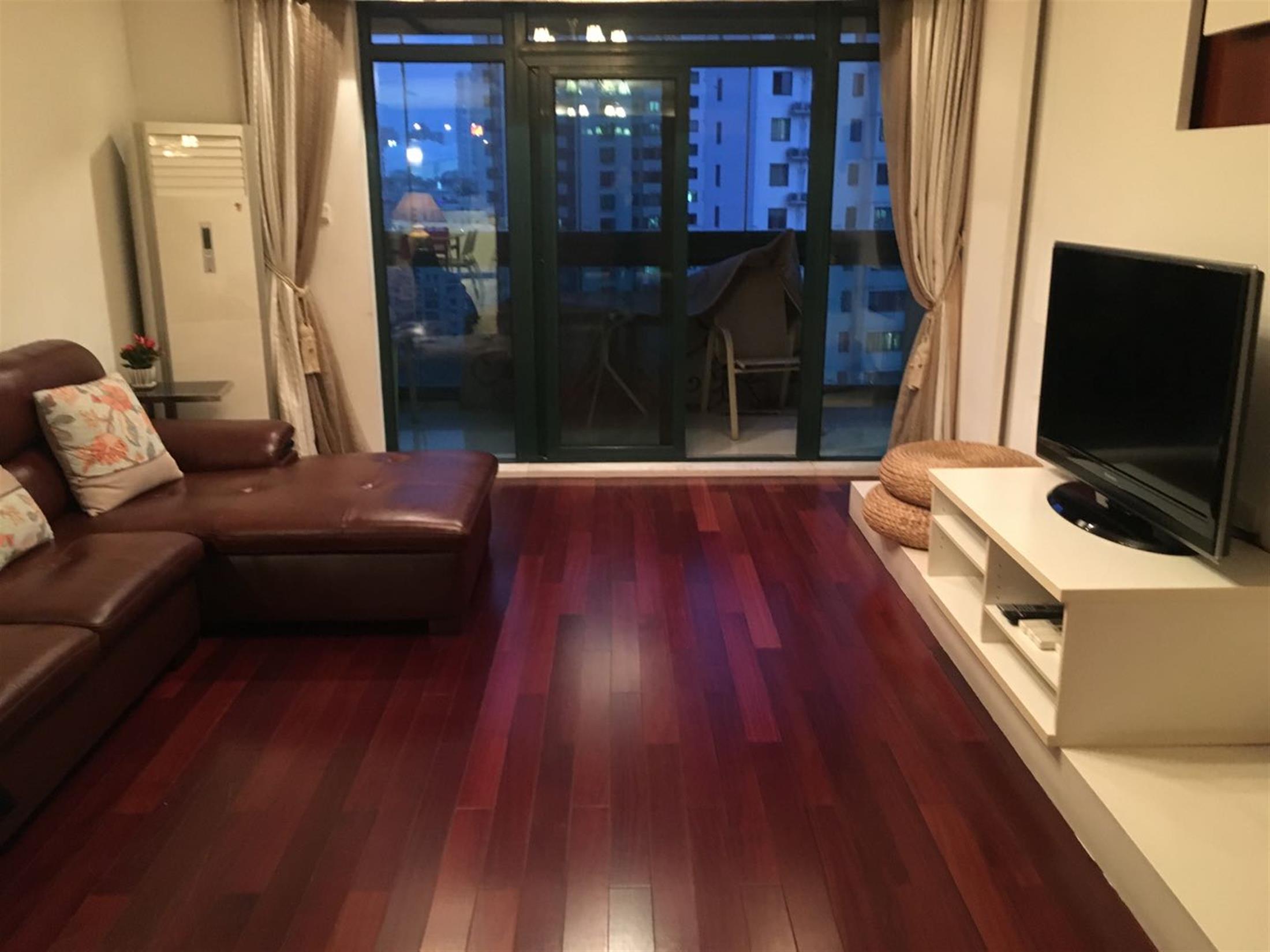 Dark Wood Floors Large Apt for Rent at Great Price in Xujiahui, Shanghai