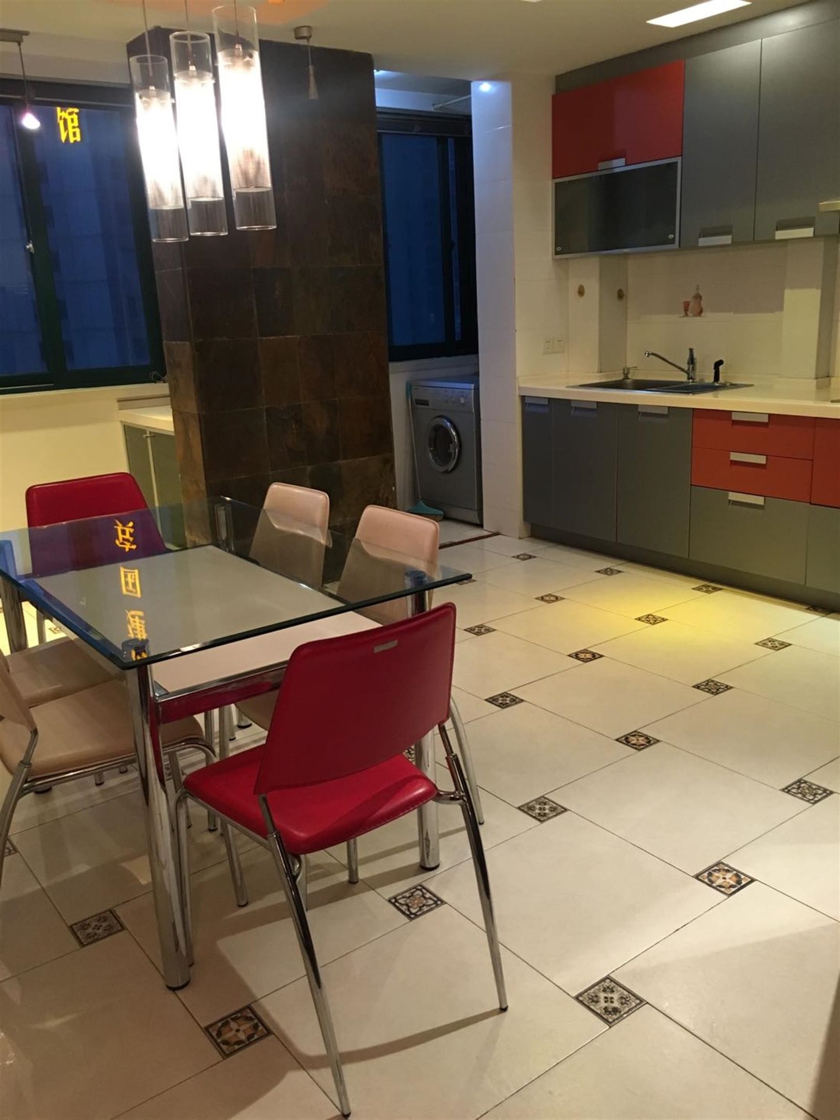 Dining Table Large Apt for Rent at Great Price in Xujiahui, Shanghai