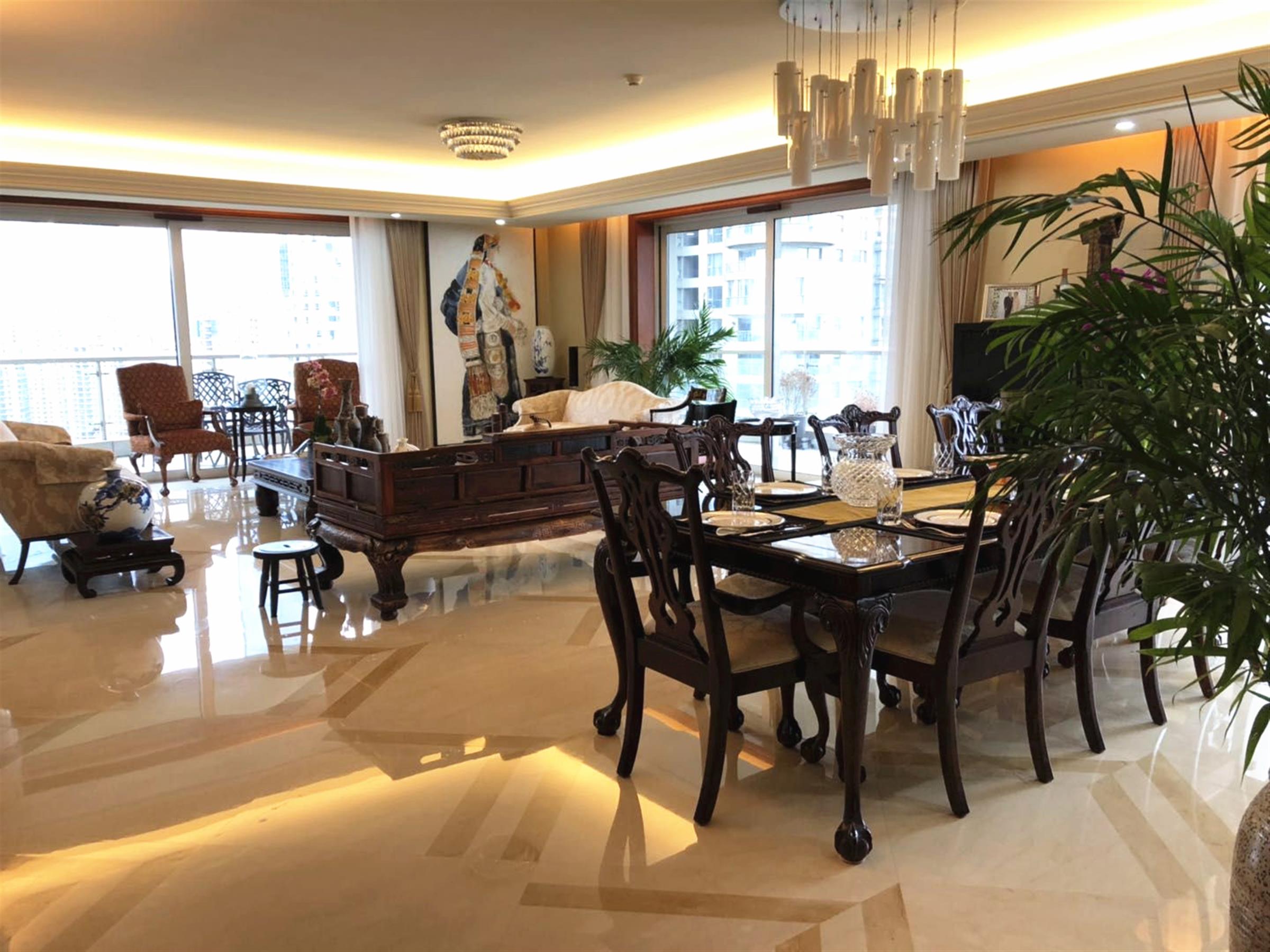 Beautiful marble floors Ultra Lux Uber Spacious LJZ Shanghai Apartment for Rent