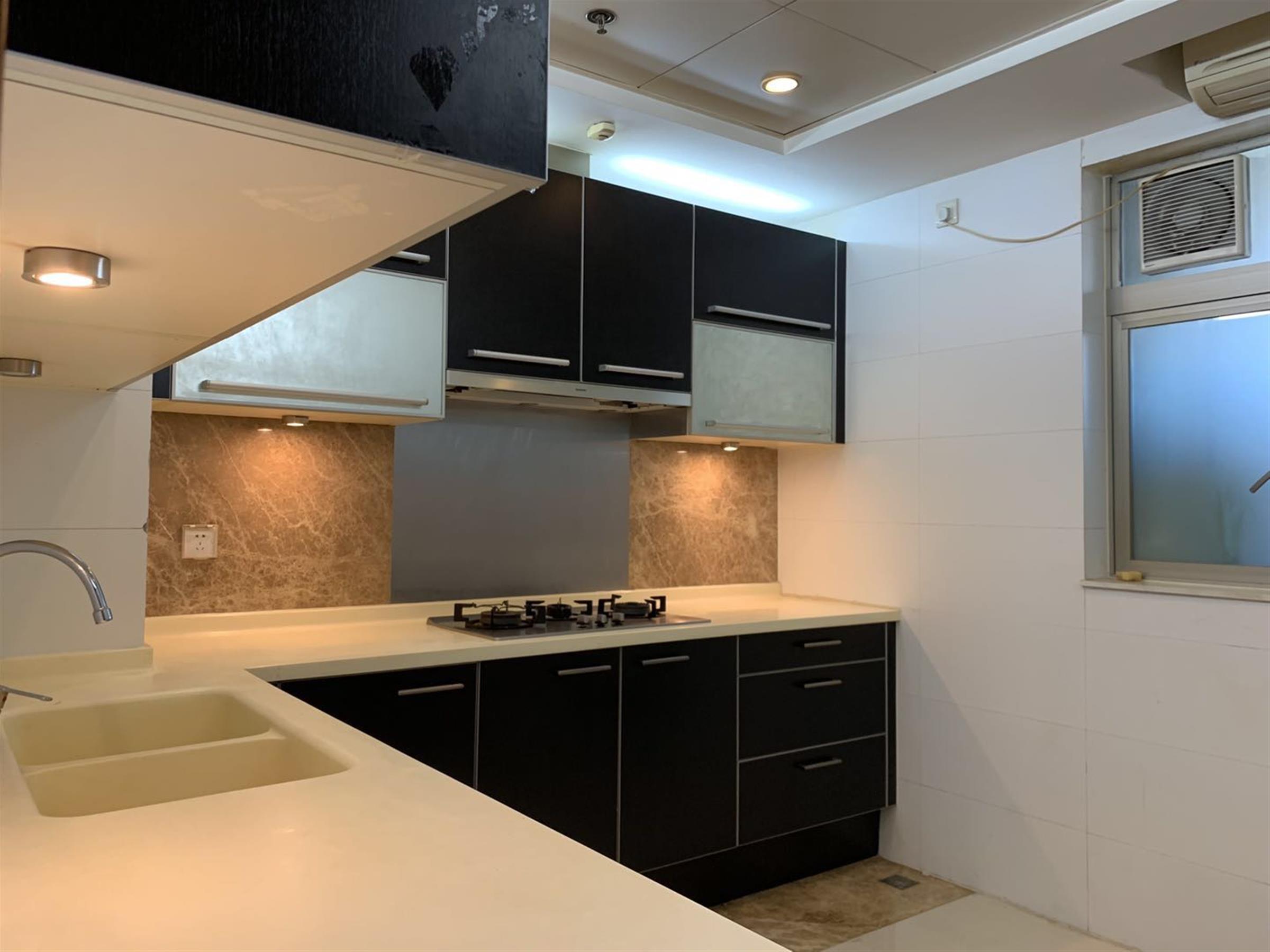 large Kitchen Bright Large Apartment w Great Views in Xujiahui Shanghai for Rent