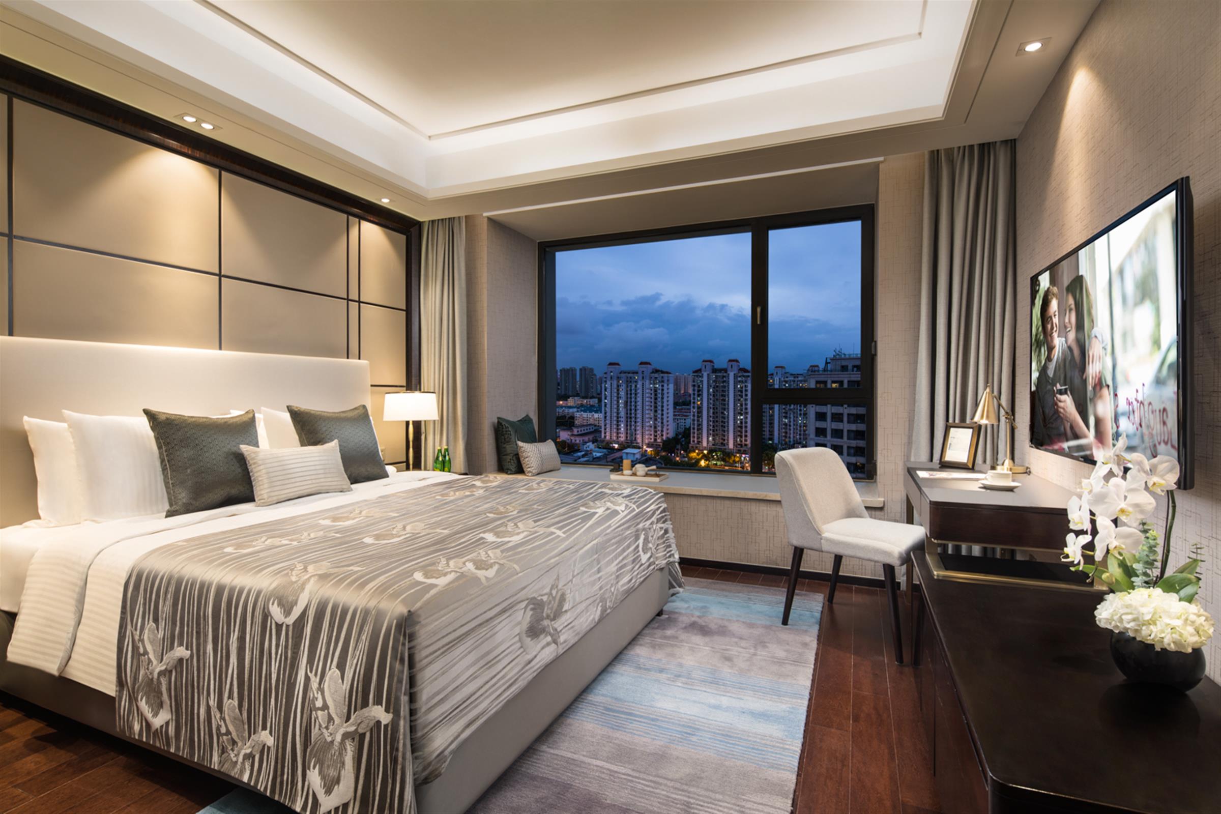 large bedroom Gorgeous Modern Spacious Gubei Service Apartments in Shanghai for Rent