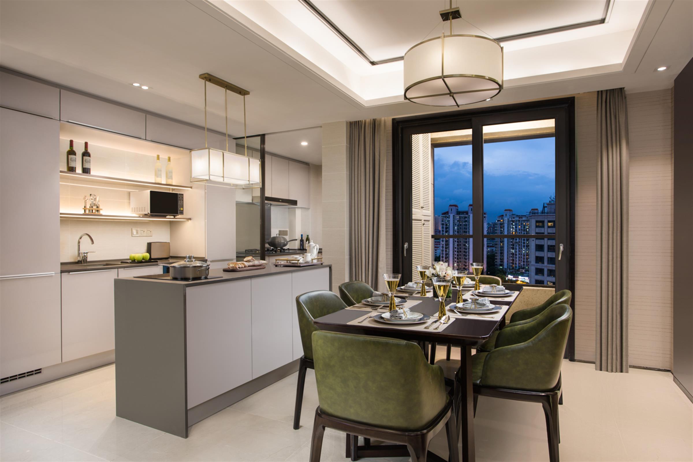 Open Kitchen Gorgeous Modern Spacious Gubei Service Apartments in Shanghai for Rent
