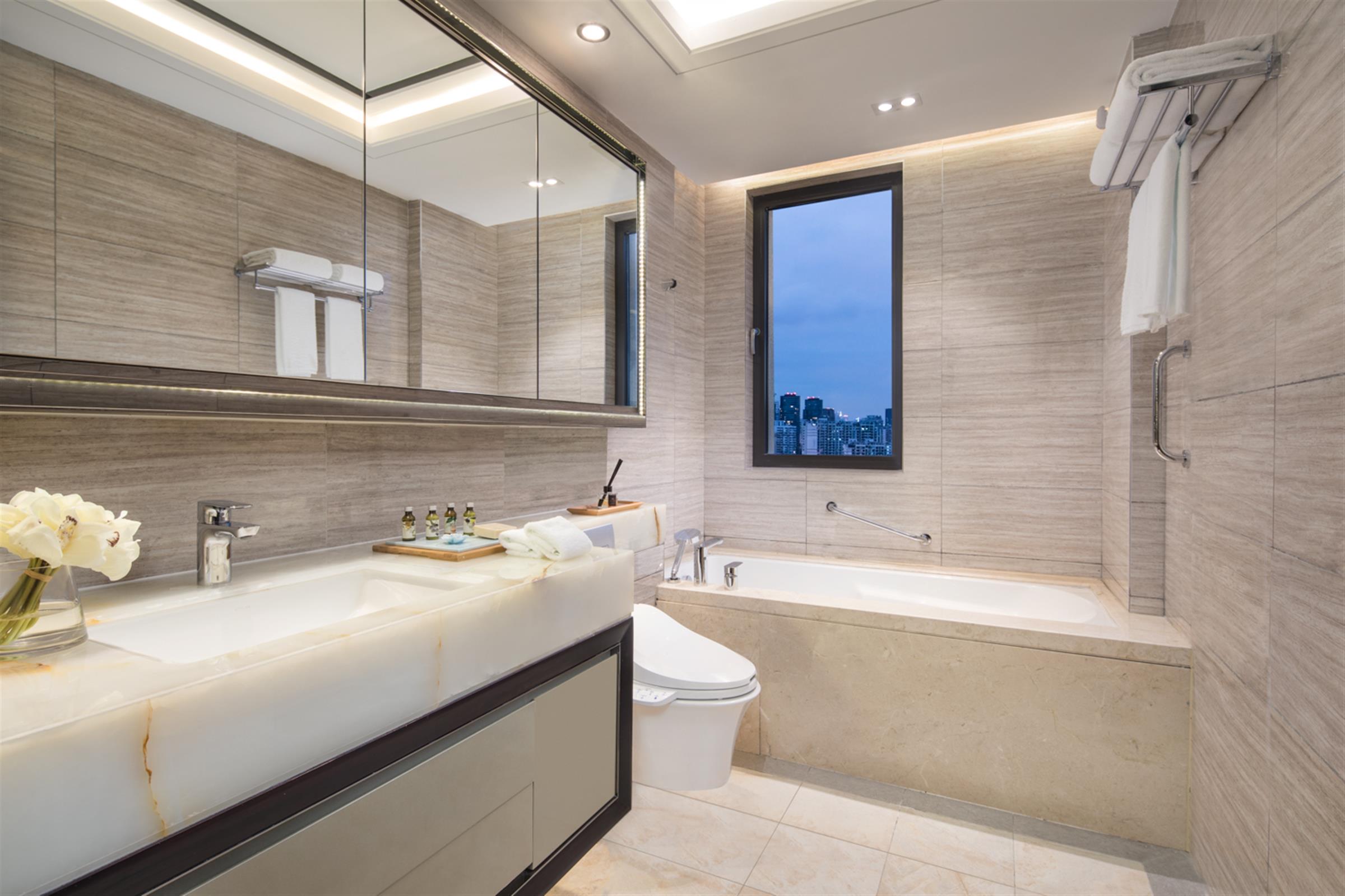 deluxe bathroom Gorgeous Modern Spacious Gubei Service Apartments in Shanghai for Rent