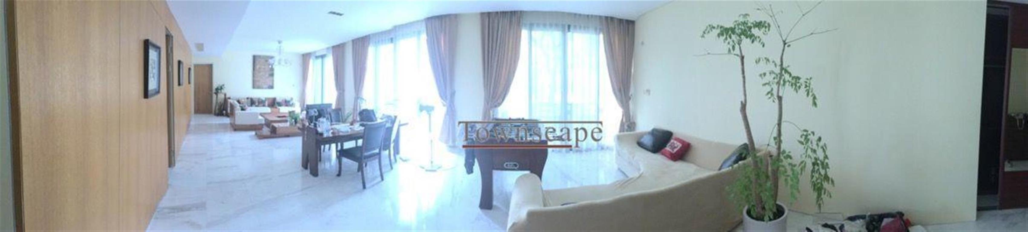 large living room Huge 1F Qingpu Apartment w 2 Gardens for Rent in Shanghai
