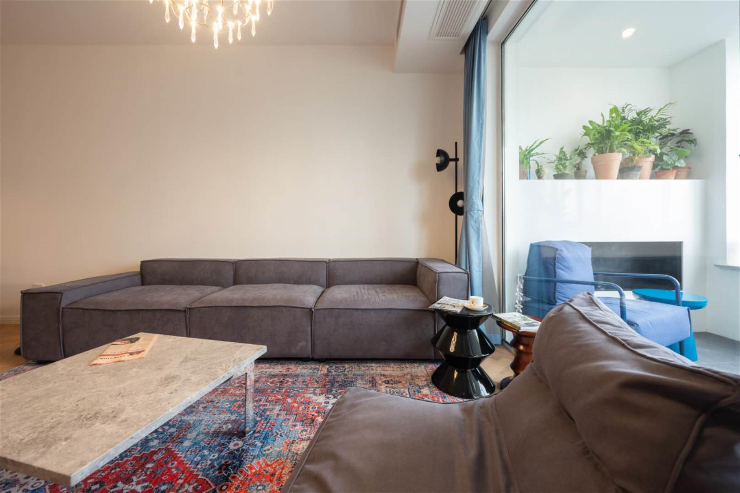 comfy sofa Sleek Open Design 4BR Apt for Rent in Shanghai nr Jiaotong Uni
